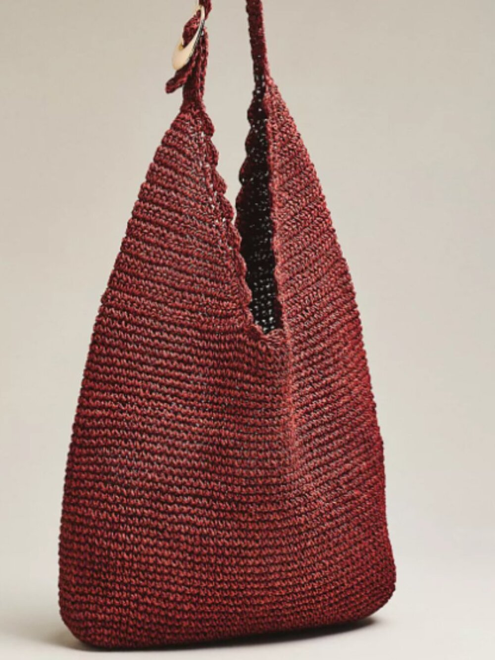 Love Knot Raffia Scalloped Slouchy Bag - NWT
